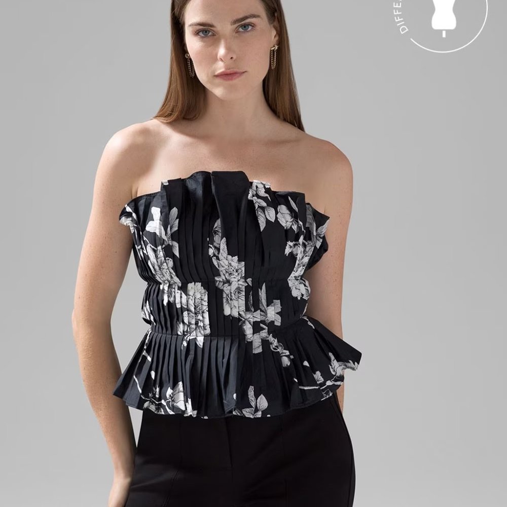 new white house black market floral ruffled bustier top 0 8 10